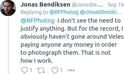 Bendiksen defends his work