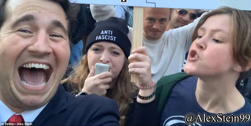 Penn State student spits on right wing comedian provocateur Alex Stein